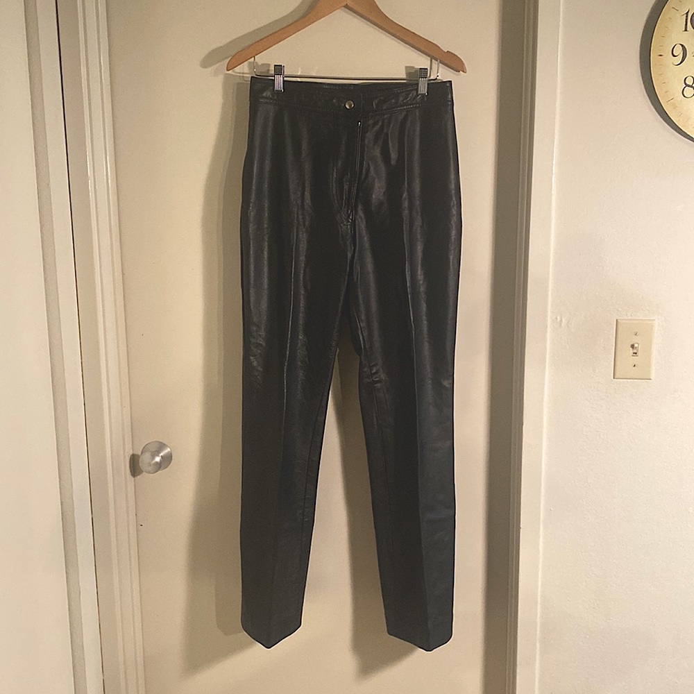 Pants, Vintage, Genuine Leather, Medium, Black